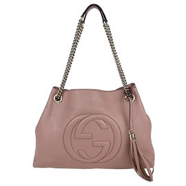 Bolso de hombro de cuero Rose Poudre Soho con cadena Gucci