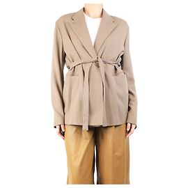 Autre Marque Taupe Wollmischung Jacke mit Gürtel - Größe UK 10
