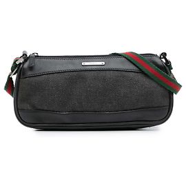 Borsa a Spalla in Denim Nero Gucci con Web