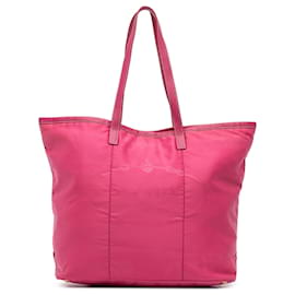 Prada Pink Tessuto Canapa Logo Tote