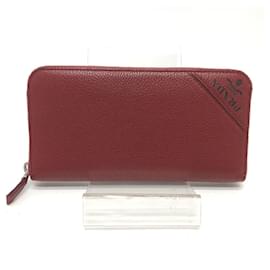 Cartera bi-fold de cuero rojo Prada