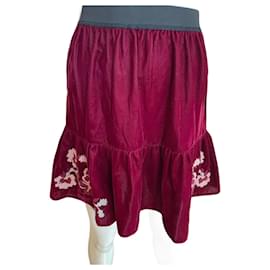 Bordeaux Samtrock mit Bestickten Blumen – Pinko