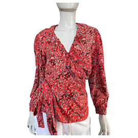 Blusa con cravatta Maje rossa in viscosa
