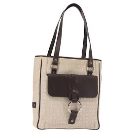 Bulgari Borsa Tote BVLGARI Logo Mania Canvas Beige Argento Auth BA5834
