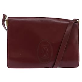 CARTIER Borsa a Spalla Must Line Pelle Bordeaux Oro Auth bs29536