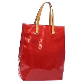 LOUIS VUITTON Monogram Vernis Reade MM Bolso de Mano Rojo M91086 LV Auth 141504