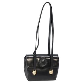 Borsa a Spalla Gianni Versace in Pelle Nera e Oro Auth BA5891