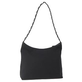Borsa a Spalla Salvatore Ferragamo in Tela Nera Argento Autentica BA5743