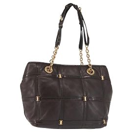 Borsa a Spalla Chain Vala in Pelle Marrone Oro Salvatore Ferragamo Auth bs29113