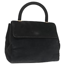 PRADA Borsa a Mano Camoscio Nero Oro Auth 141959
