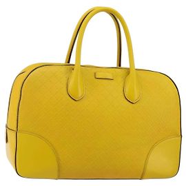 Borsa a mano in pelle Diamante GUCCI Gialla Argento 354332 Auth bs29447