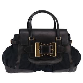 Sac à main en toile GG Gucci Noir Or Auth SW1542