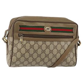 Bolsa de Ombro GUCCI GG Supreme Web Sherry Line PVC Bege 119 02 088 Auth BA6080