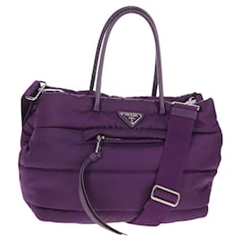 PRADA Borsa a Mano Nylon 2 vie Viola Oro Auth 138073M