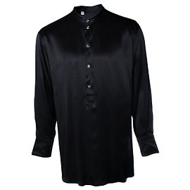 Dolce & Gabbana, Camisa de seda negra con cuello redondo
