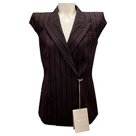 Gilet in Lana a Righe Nero / Bordeaux 2024 di Alexander McQueen