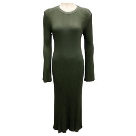 Proenza Schouler Grünes mitteldickes Viskose-Ripp-Kenna-Kleid