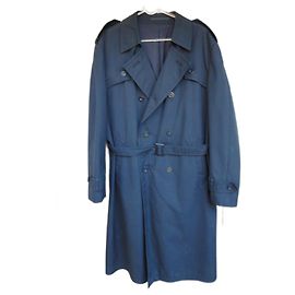 Autre Marque Trench Coat Blu Navy in Gabardine di Cotone M