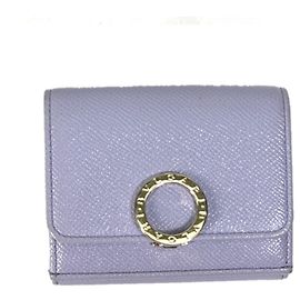 Bulgari Cartera plegable de cuero púrpura Bvlgari