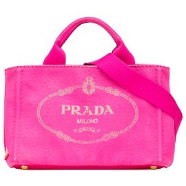 Borsa a tracolla in tela Canapa logo rosa Prada