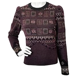 Etro Patchwork Jacquard Pullover Dunkelviolett