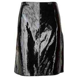 Gonna moto in pelle verniciata nera Gianni Versace