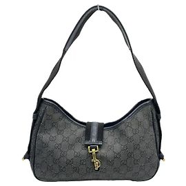 Borsa a spalla Gucci Jackie GG Denim e Pelle Nera
