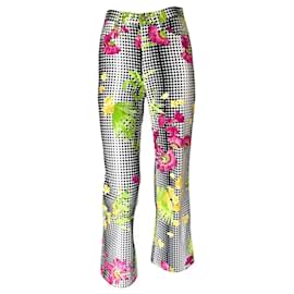 Versace Jeans Couture 7/8 Hose Weiß Tropische Blumen Baumwolle