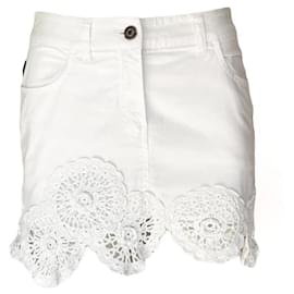 Minifalda Moschino Jeans blanca de algodón con ganchillo