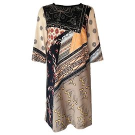 Abito Etro in lana stampato marrone beige arancione
