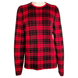 Hugo Boss Wolloverpullover mit Karomuster Schwarz Rot