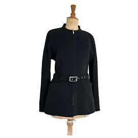 Cappotto lungo nero Thierry Mugler in lana e cashmere