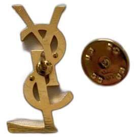 Broche Yves Saint Laurent Arty Logo Monogramme Dorée