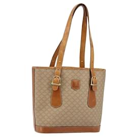 Céline CELINE Macadam Canvas Tote Bag PVC Beige Gold Auth bs29412