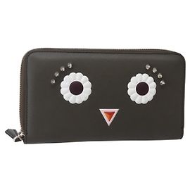 FENDI Hypnotize Long Wallet Leather Gray Auth 142443M