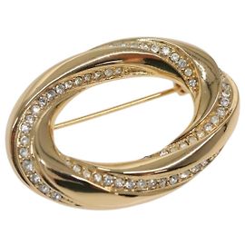 Spilla Christian Dior Metallo Dorato Auth 142053