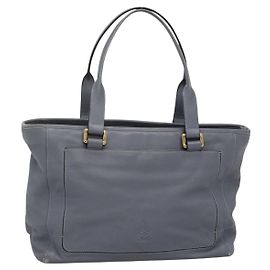 LOEWE Anagram Tote Tasche Leder Lila Gold Auth 141948