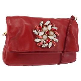 Borsa a Spalla Miu Miu Bijoux in Pelle Rossa e Oro Auth SW1539