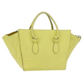 Céline CELINE Mini Sac à Main Thaï en Cuir Jaune Or Auth BA5808