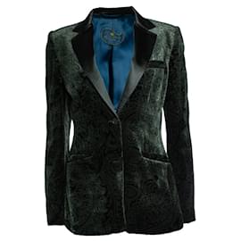Etro, grüner Samt-Blazer mit Paisley-Druck
