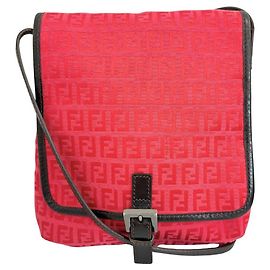 Borsa a tracolla Fendi Flap in tela Zucca piccola