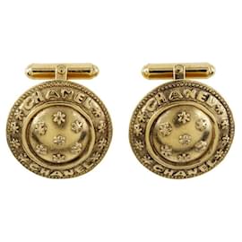 Gemelos redondos vintage de Chanel chapados en oro