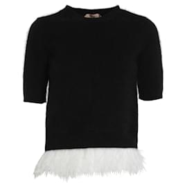 No 21 Maglione Nero con Rifiniture in Piume N°21 Pre-Fall 2015