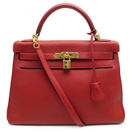 Hermès BORSA A MANO HERMES KELLY II RETOURNE 32 2013 IN PELLE ROSSA BORSA A TRACCOLLA