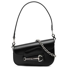 Borsa a tracolla in pelle marrone asimmetrica Gucci Horsebit 1955 mini