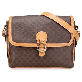 Céline Sac bandoulière en toile enduite Macadam marron de Celine