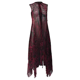 Vestido midi plisado de poliéster multicolor con estampado de cebra de Versace