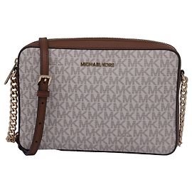 Borsa a tracolla Michael Kors Signature Jet Set in tela rivestita e pelle
