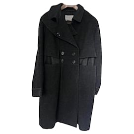 Manteau Yves Saint Laurent en laine gris anthracite