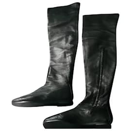 CHANEL Botas de Cuero Negras Hasta el Muslo Talla 41 BUEN ESTADO raras